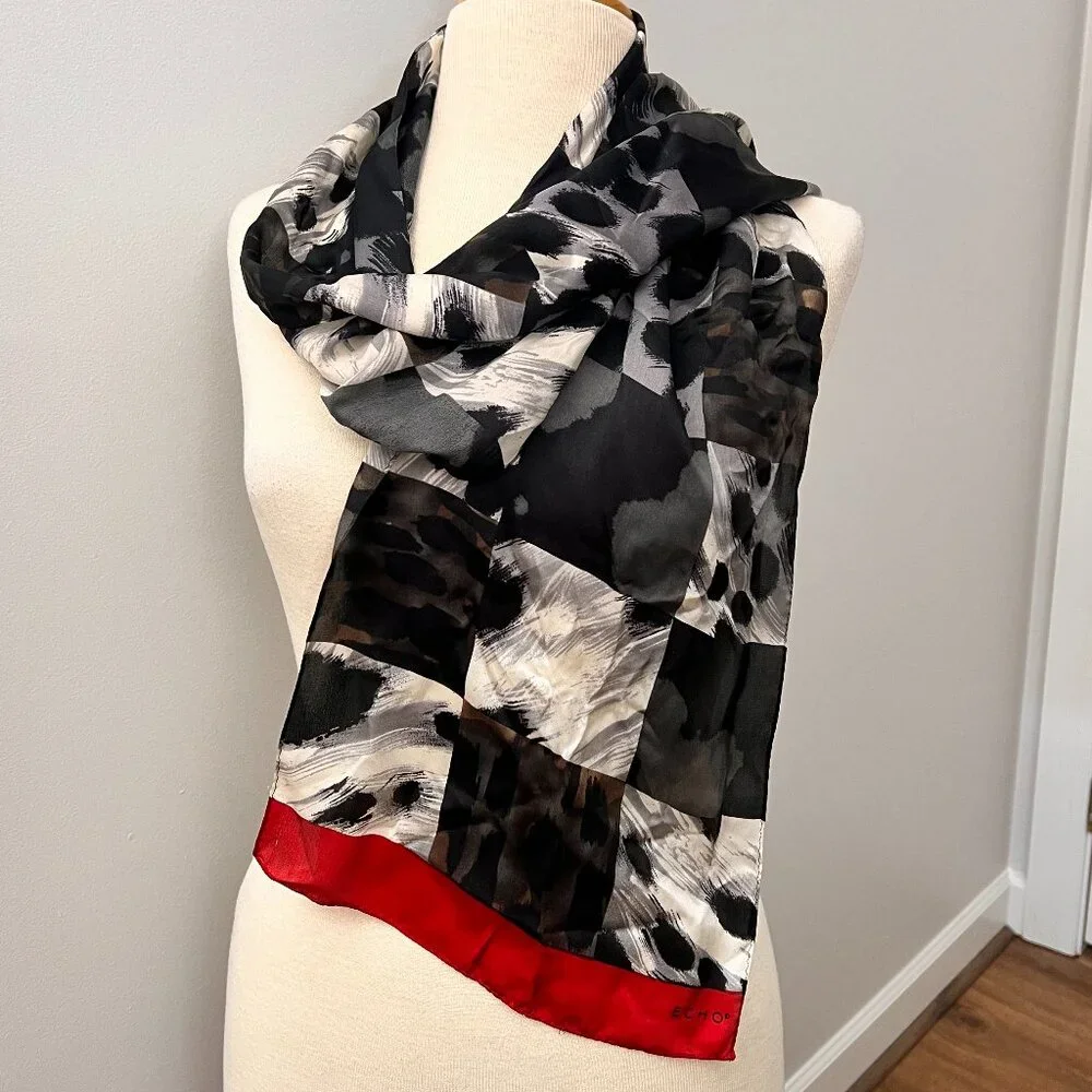 Echo Animal Print Patchwork Silk Scarf Vintage